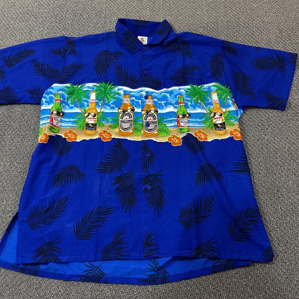 Rima Hawaiian Beer Shirt Mens Size Large Short Sleeve Aloha Hawaii Summer Beach